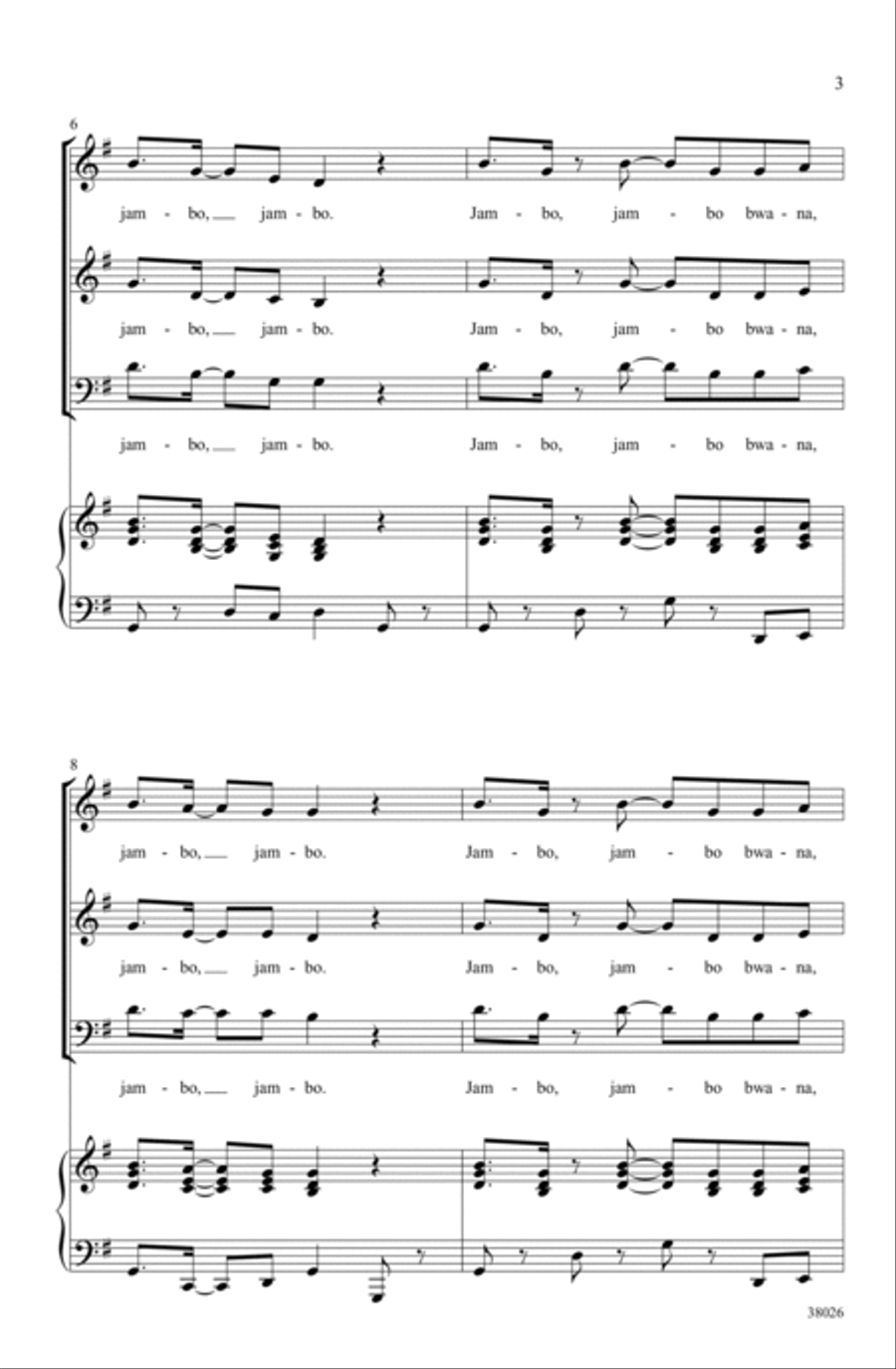 Jambo Bwana 3-Part scores gallery preview page 2