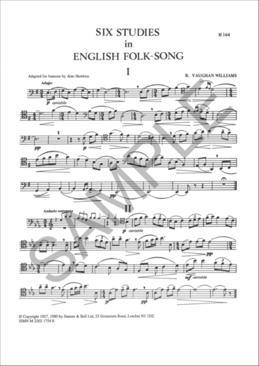 Six Studies in English Folk Song for Bassoon Bassoon Solo scores gallery preview page 2