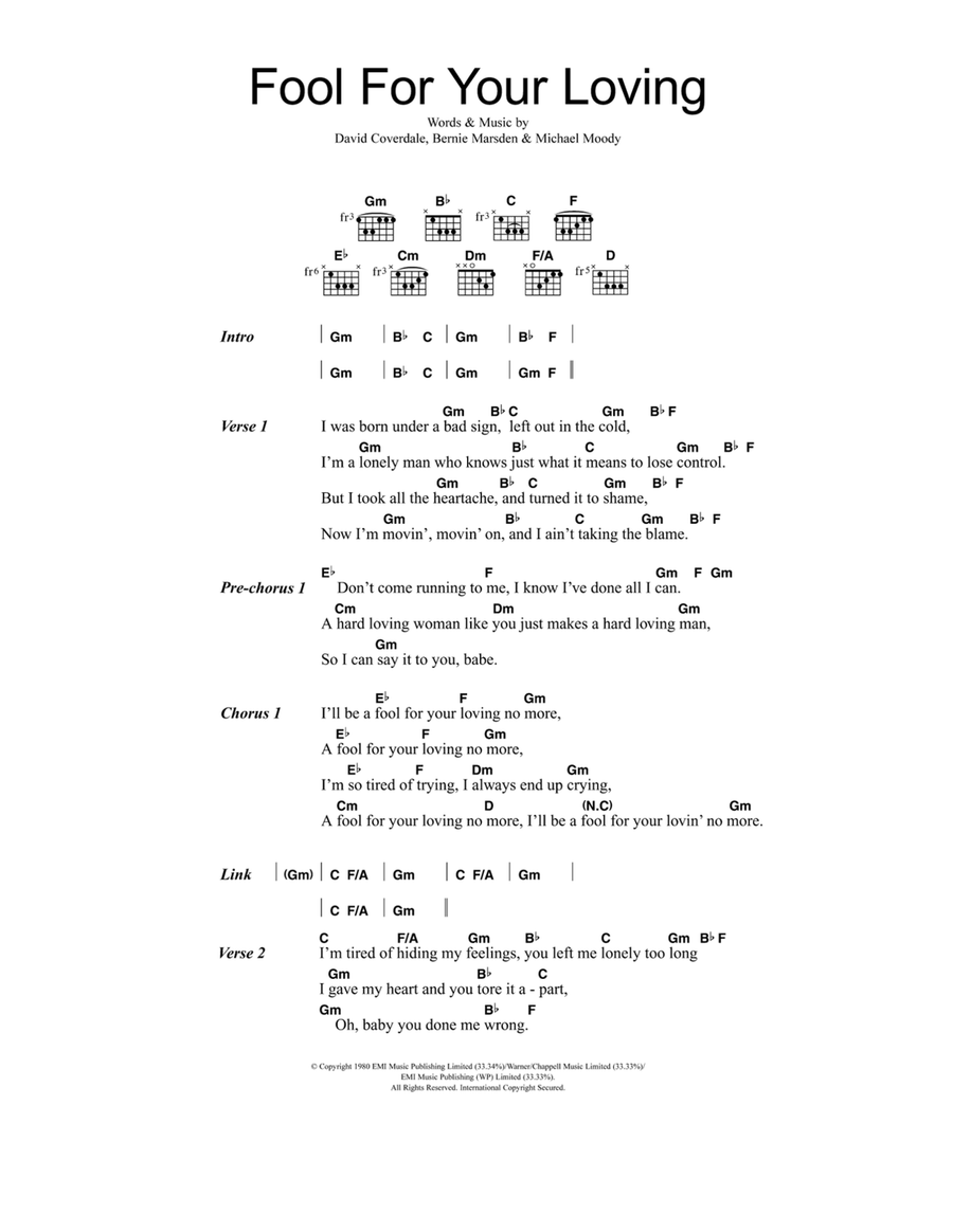 Fool For Your Loving Guitar scores gallery preview page 1