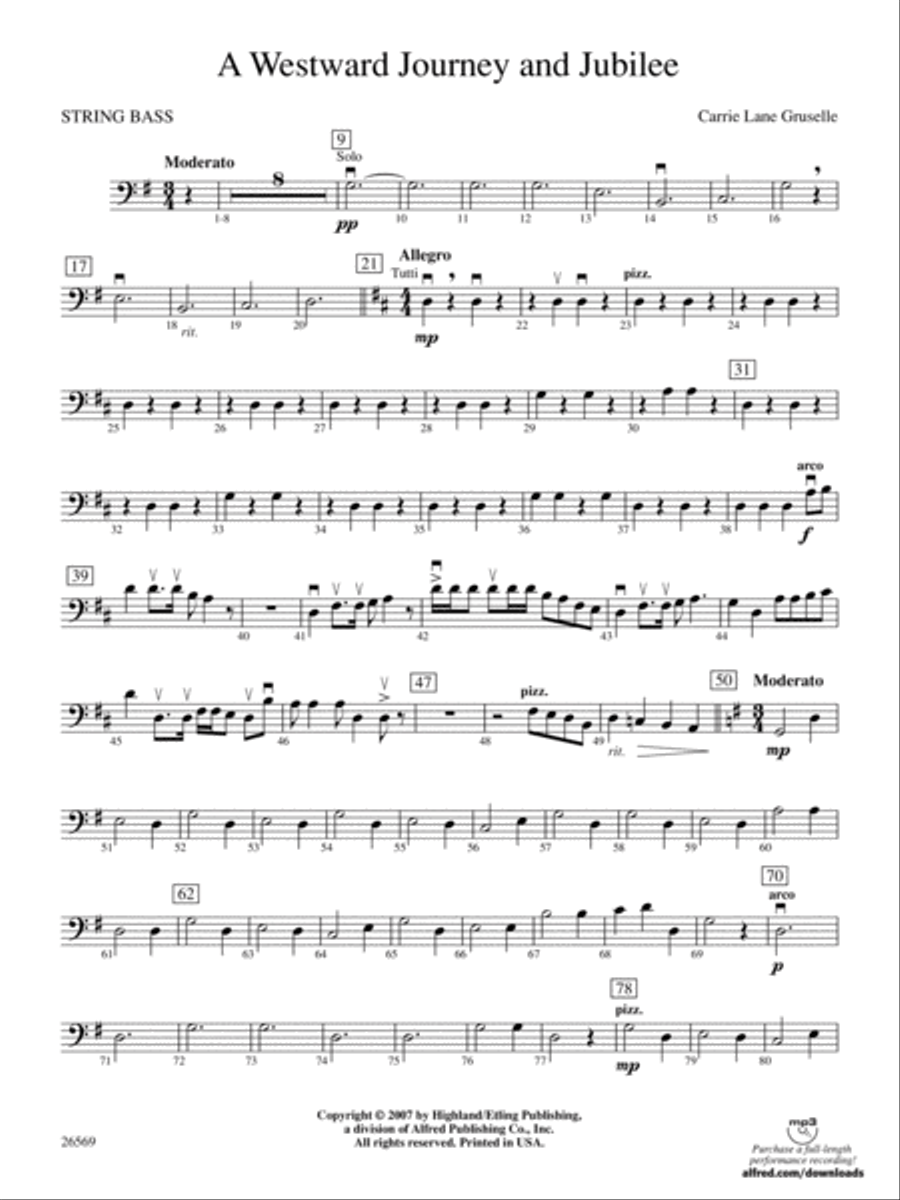 A Westward Journey and Jubilee: String Bass String Orchestra scores gallery preview page 1