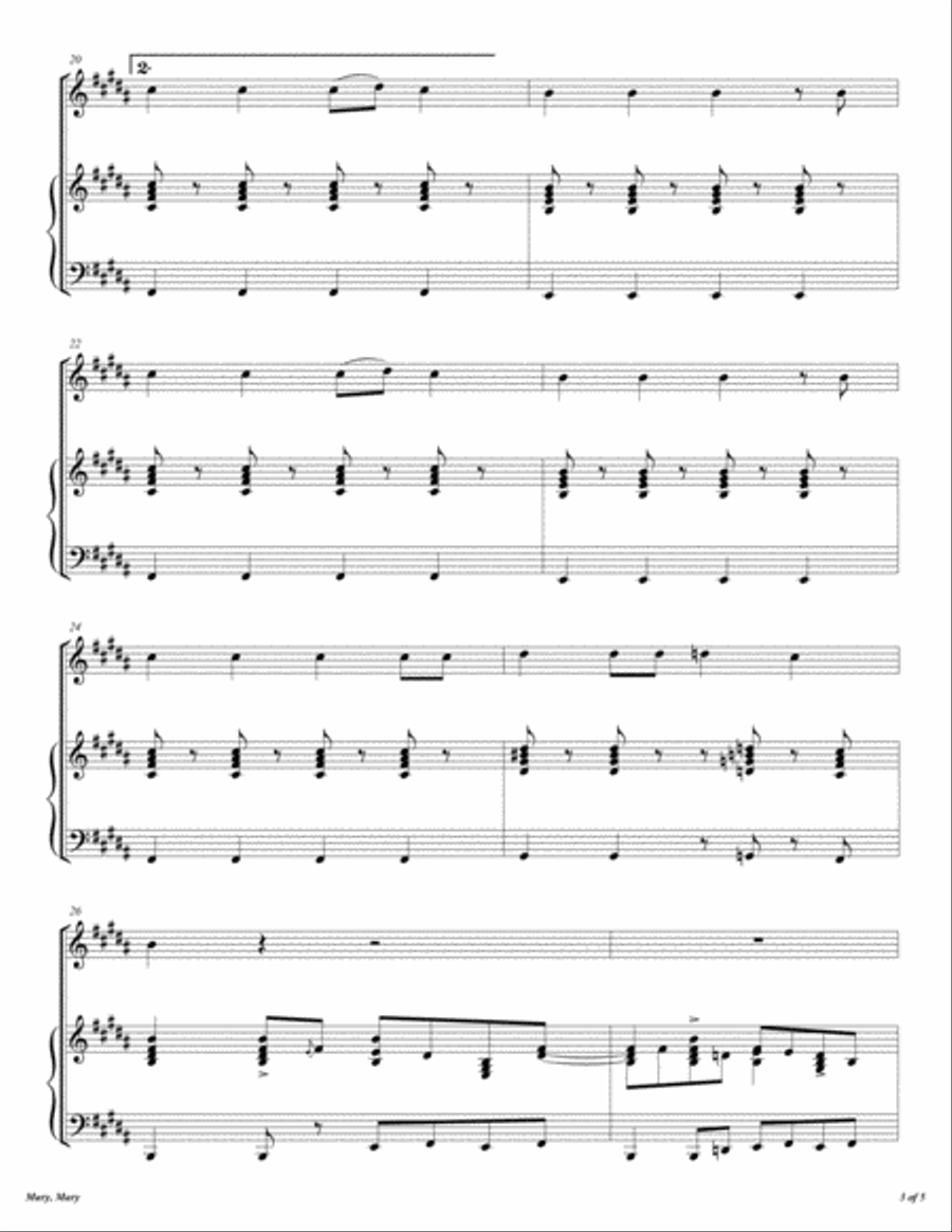 Mary, Mary Piano scores gallery preview page 4