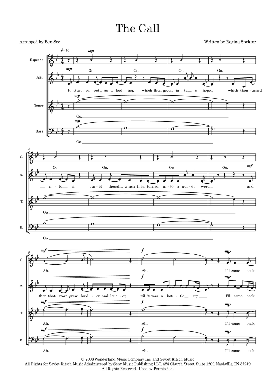 The Call (arr. Ben See) The Call (arr. Ben See) 4-Part scores gallery preview page 1