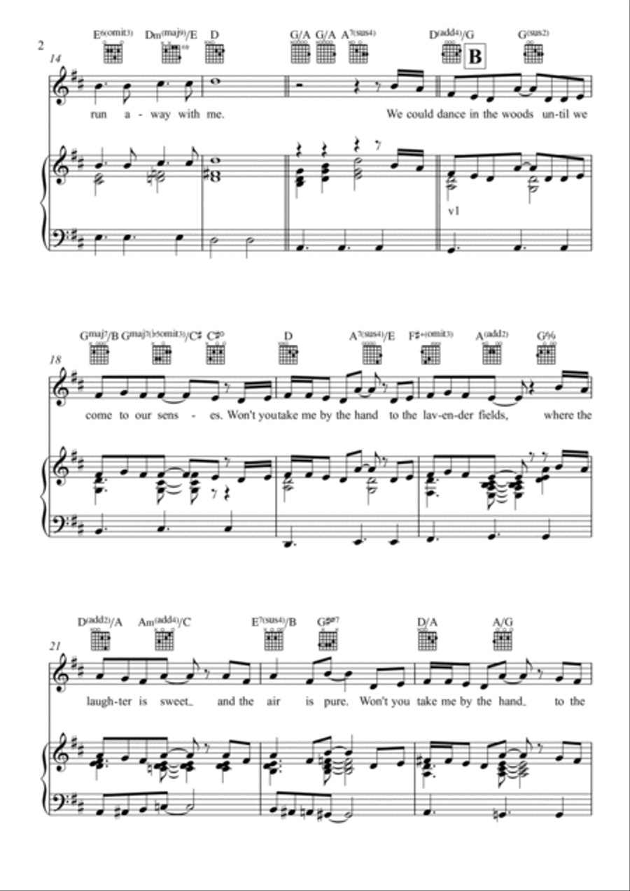 Lavender Fields (A Skeptic's Love Song) Piano, Vocal, Guitar scores gallery preview page 2