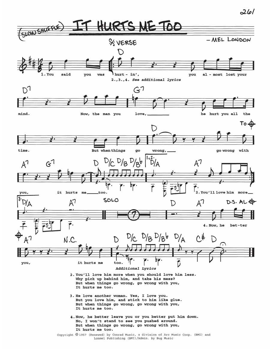 It Hurts Me Too Voice scores gallery preview page 1