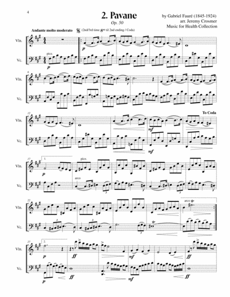 Fauré: Après un rêve, Pavane, and Sicilienne - Music for Health Duet Violin/Cello