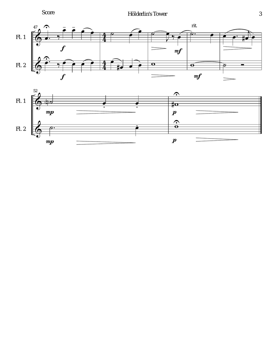 Hölderlin's Tower for flute duo Flute Duet scores gallery preview page 3