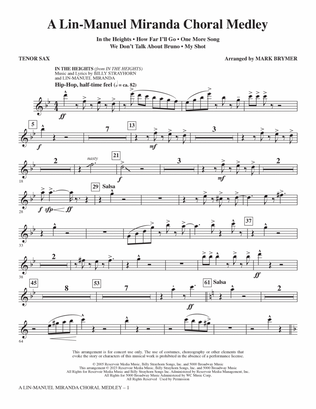 A Lin-Manuel Miranda Choral Medley (arr. Mark Brymer) - Tenor Sax