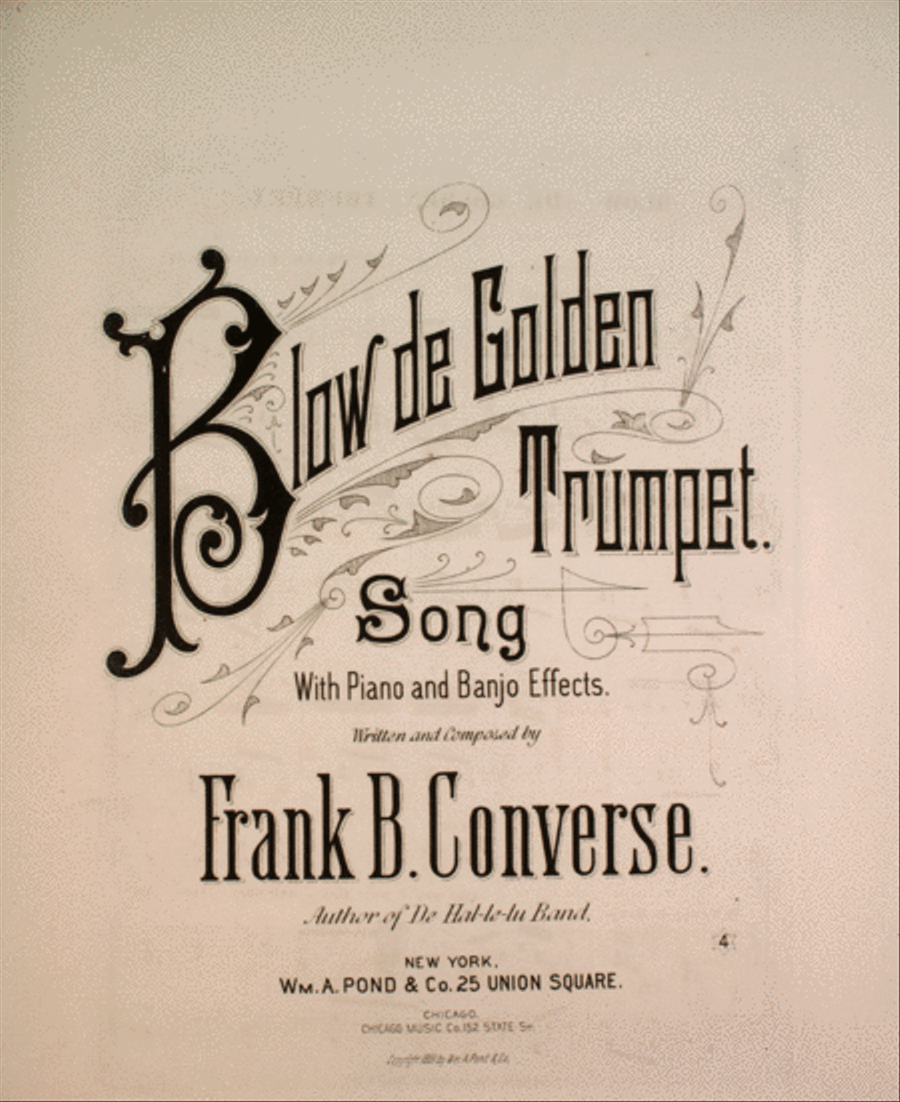 Blow De Golden Trumpet. Song, With Piano and Banjo Effects Voice scores gallery preview page 1
