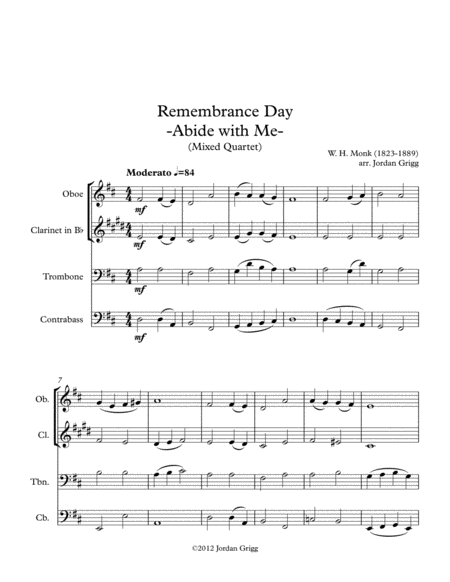 Remembrance Day 'Abide with Me' (Mixed Quartet) image number null