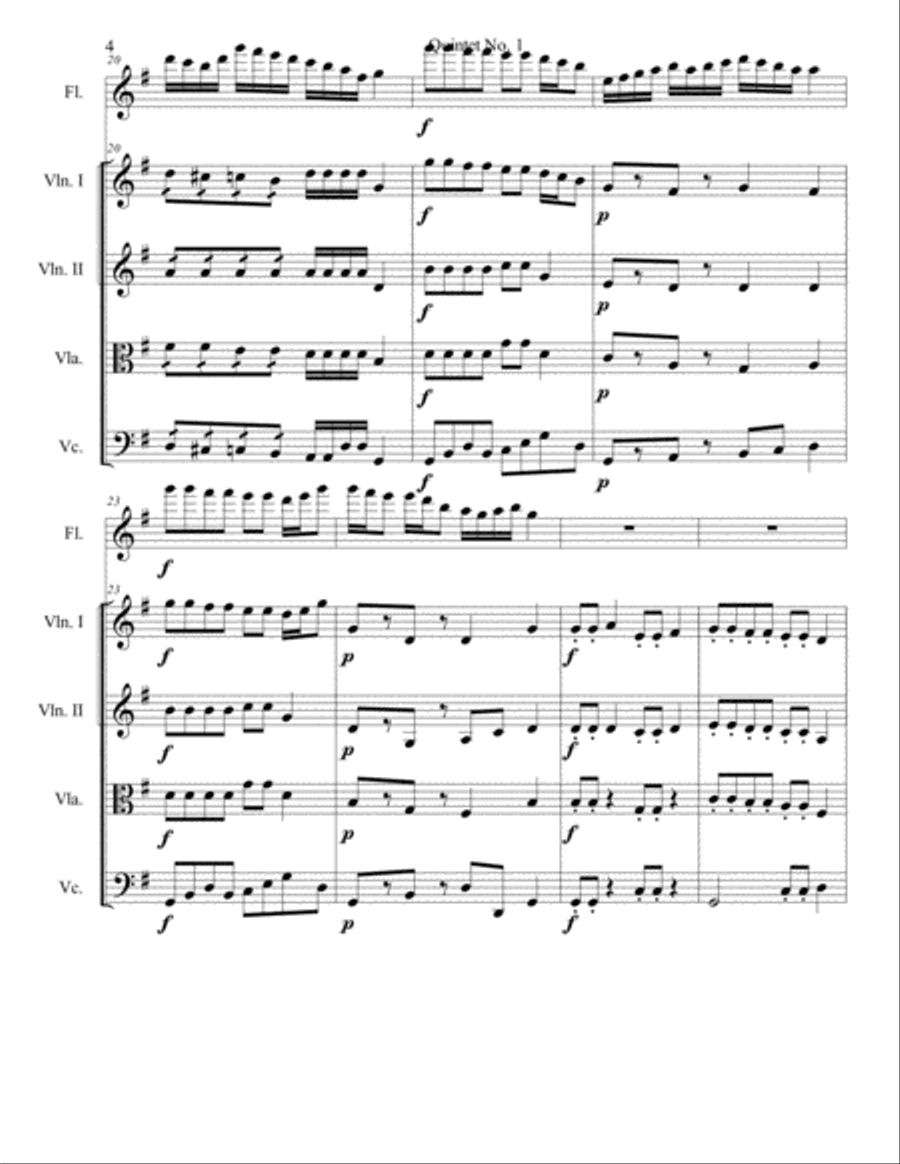 Quintet No. 1 for Flute and Strings Chamber Orchestra scores gallery preview page 5