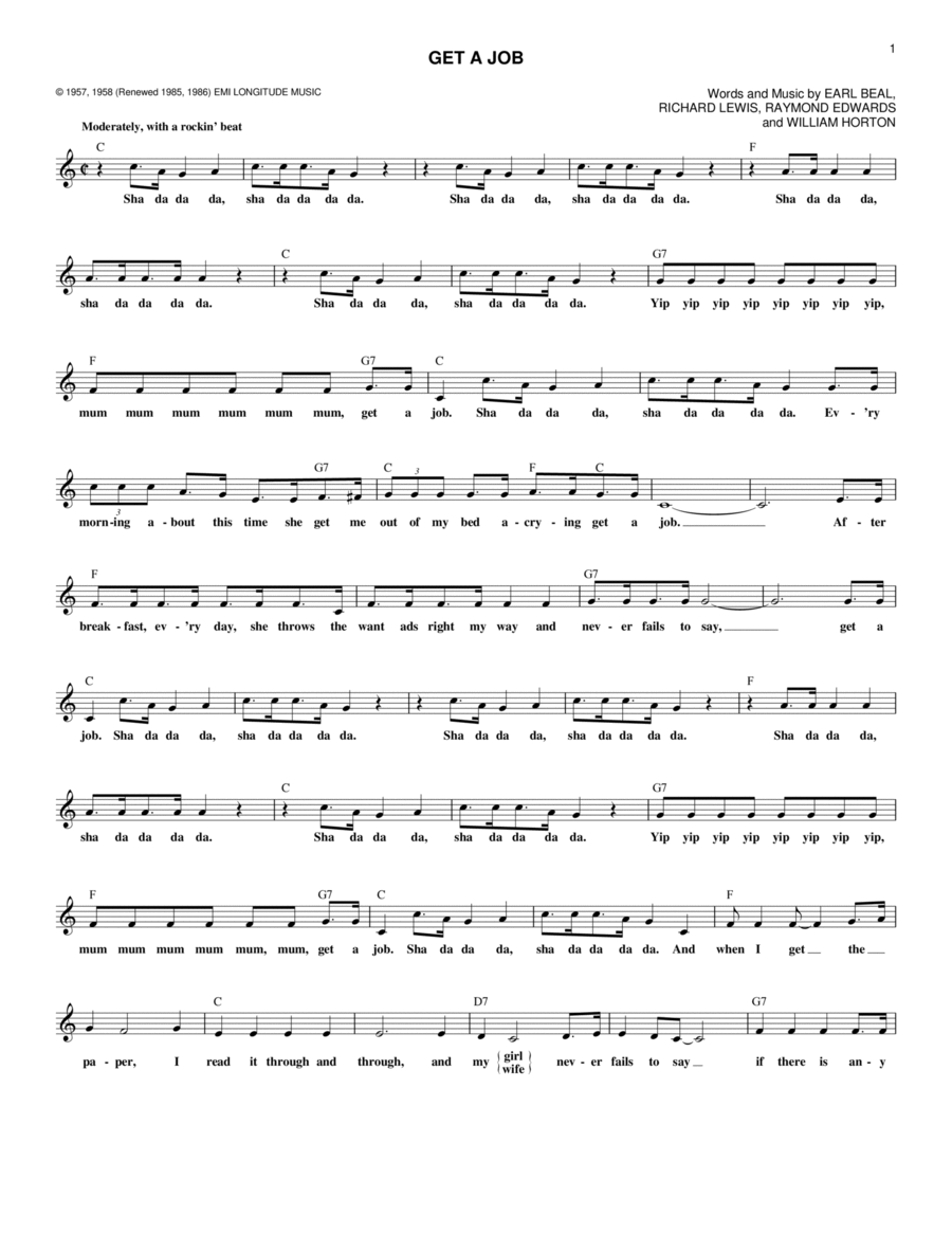 Get A Job Get A Job Piano scores gallery preview page 1