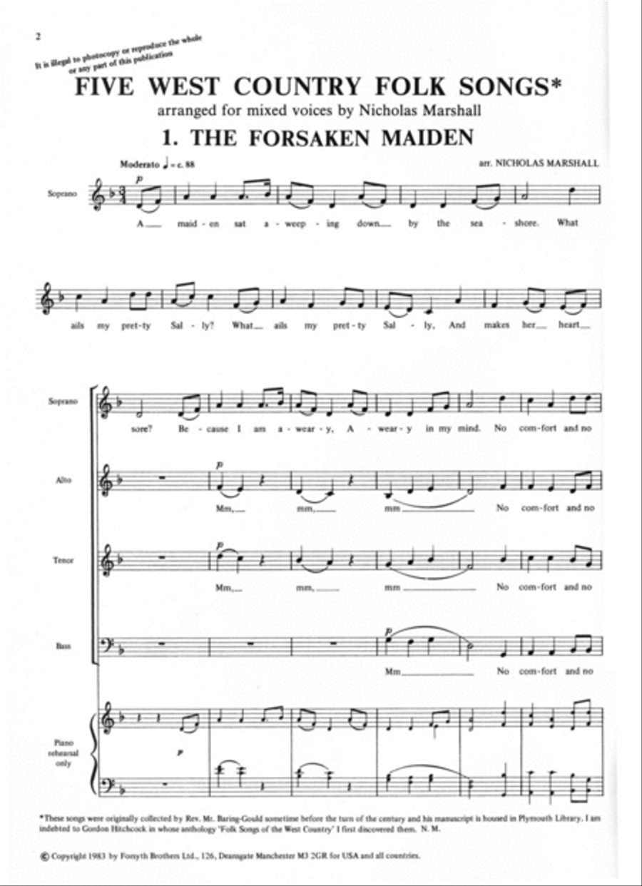 Five West Country Folk Tunes 4-Part scores gallery preview page 2
