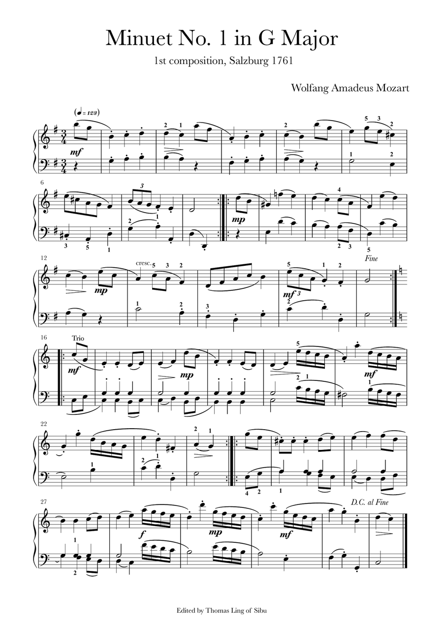 Minute in G (1st composition) Piano Method scores gallery preview page 1