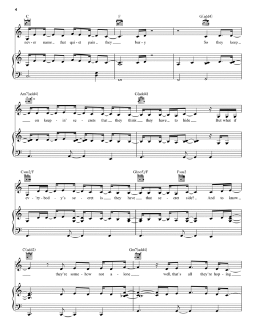 The Anonymous Ones (from Dear Evan Hansen) Piano, Vocal, Guitar scores gallery preview page 4