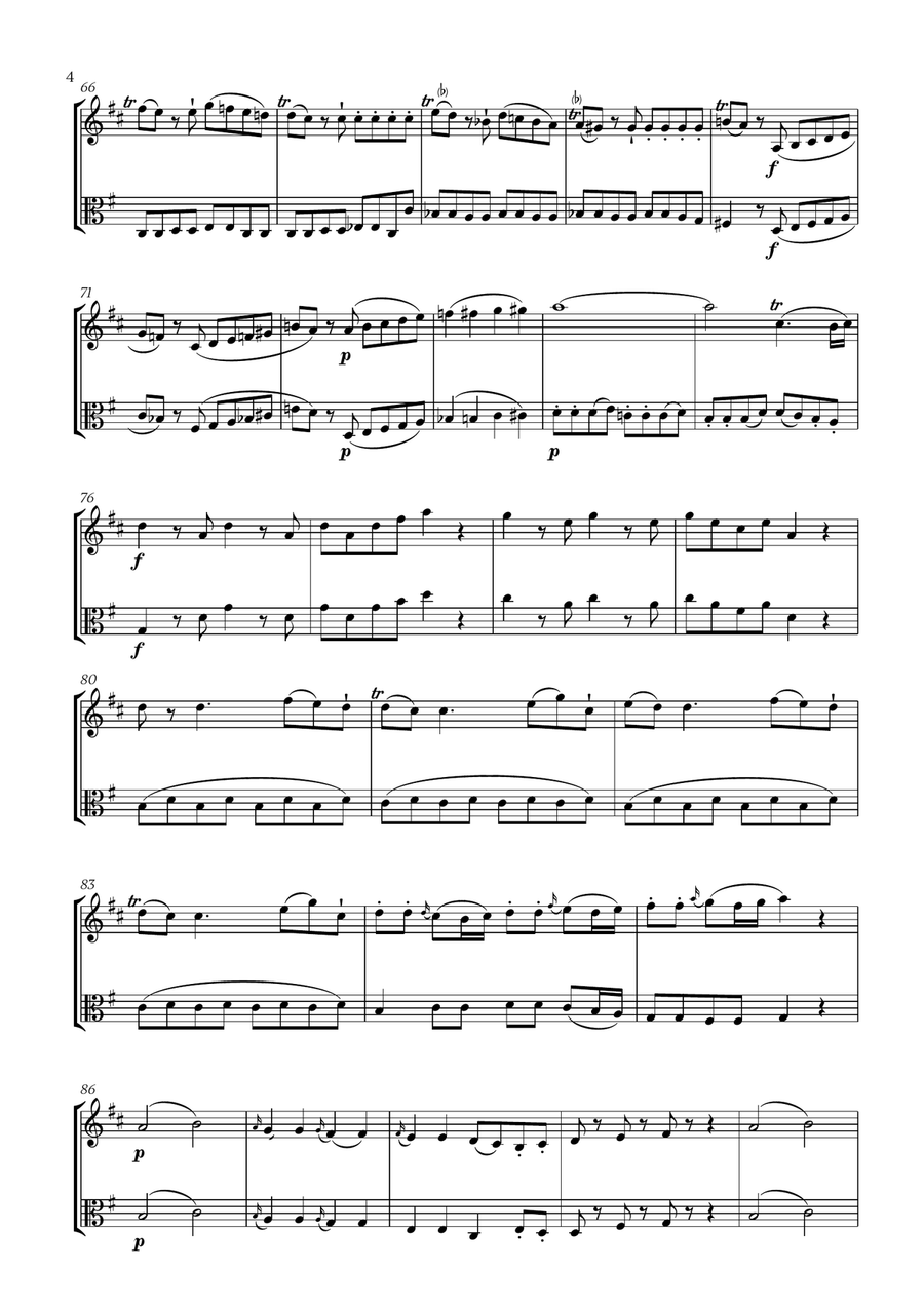 W. A. Mozart - Eine Kleine Nachtmusik (for French Horn and Viola) Horn scores gallery preview page 4