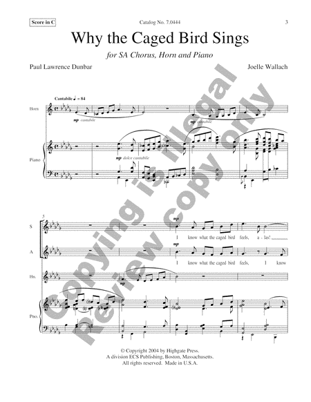 Why the Caged Bird Sings (B-flat minor Full/Choral Score) image number null