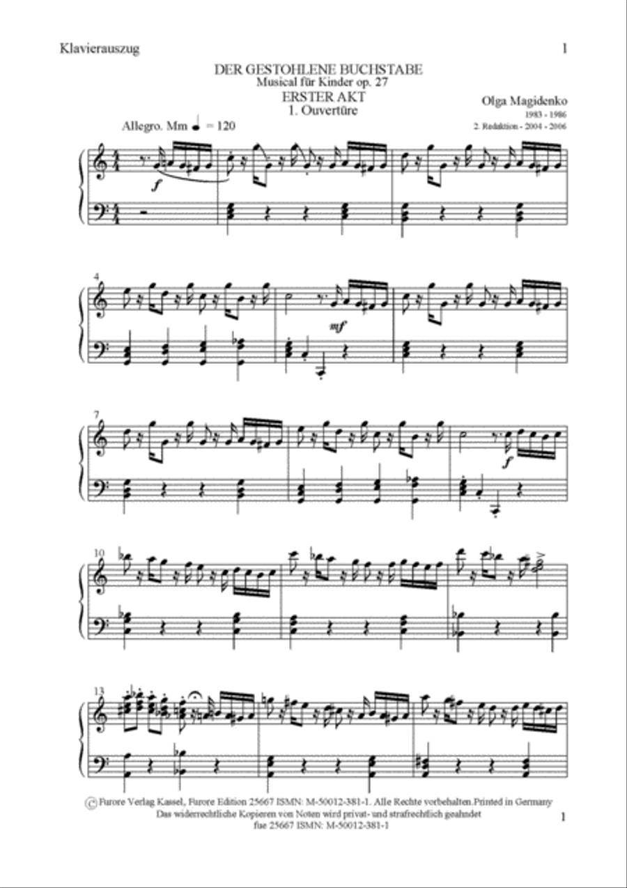 Der gestohlene Buchstabe. Musiktheater fur Kinder in zwei Akten op. 27 Choir scores gallery preview page 2