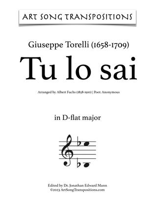 TORELLI: Tu lo sai (transposed to D-flat major and C major)