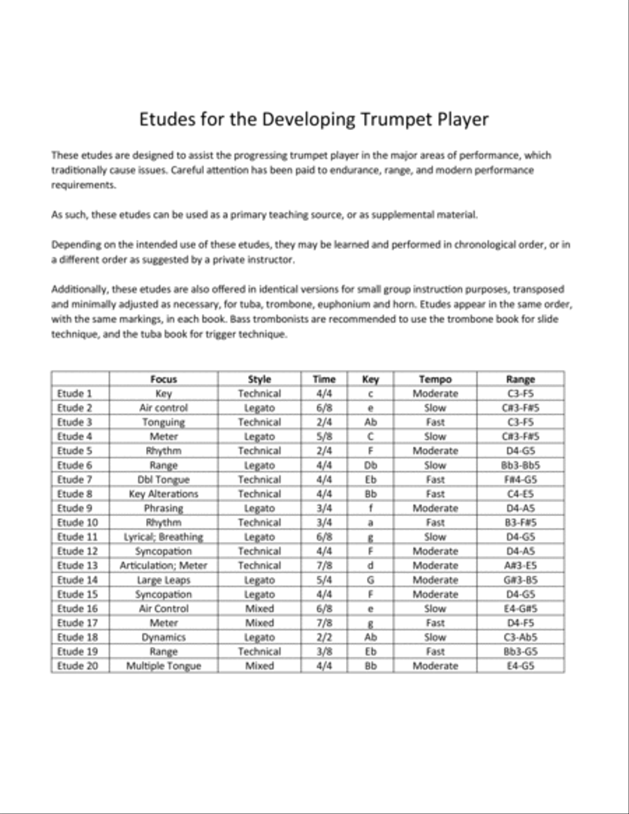 Etudes for the Developing Trumpet Player Trumpet Solo scores gallery preview page 2