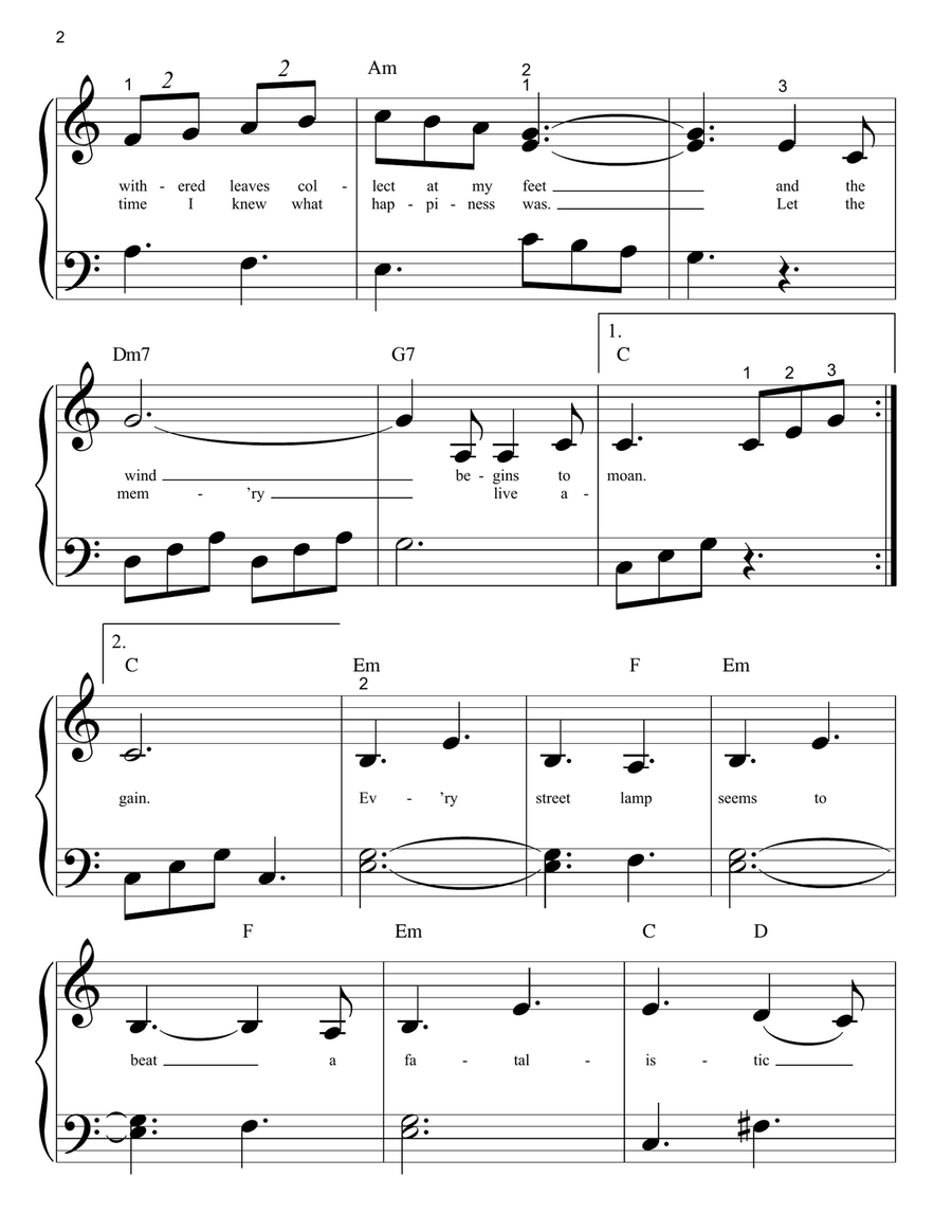 Memory (from Cats) Easy Piano scores gallery preview page 2
