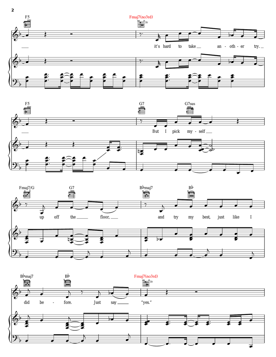 Just Say Yes Piano, Vocal, Guitar scores gallery preview page 2
