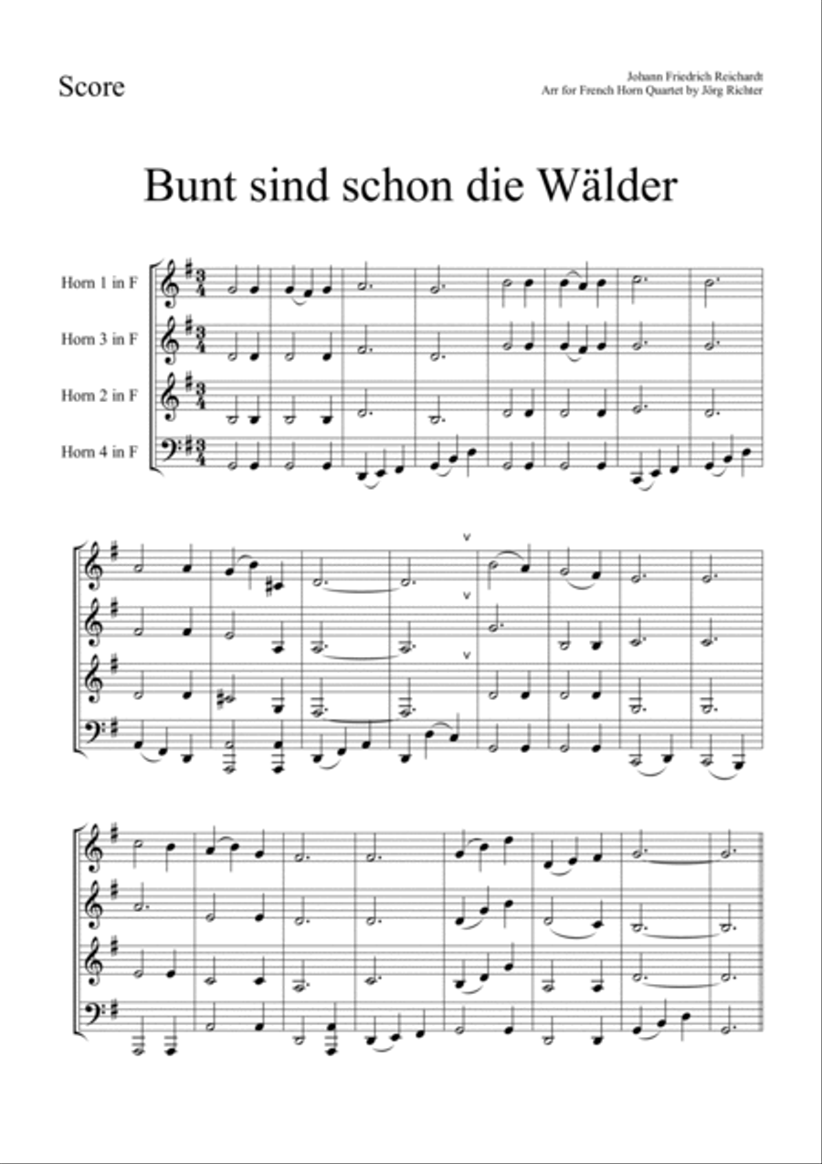 Bunt sind schon die Wälder für Hornquartett Brass Quartet scores gallery preview page 2