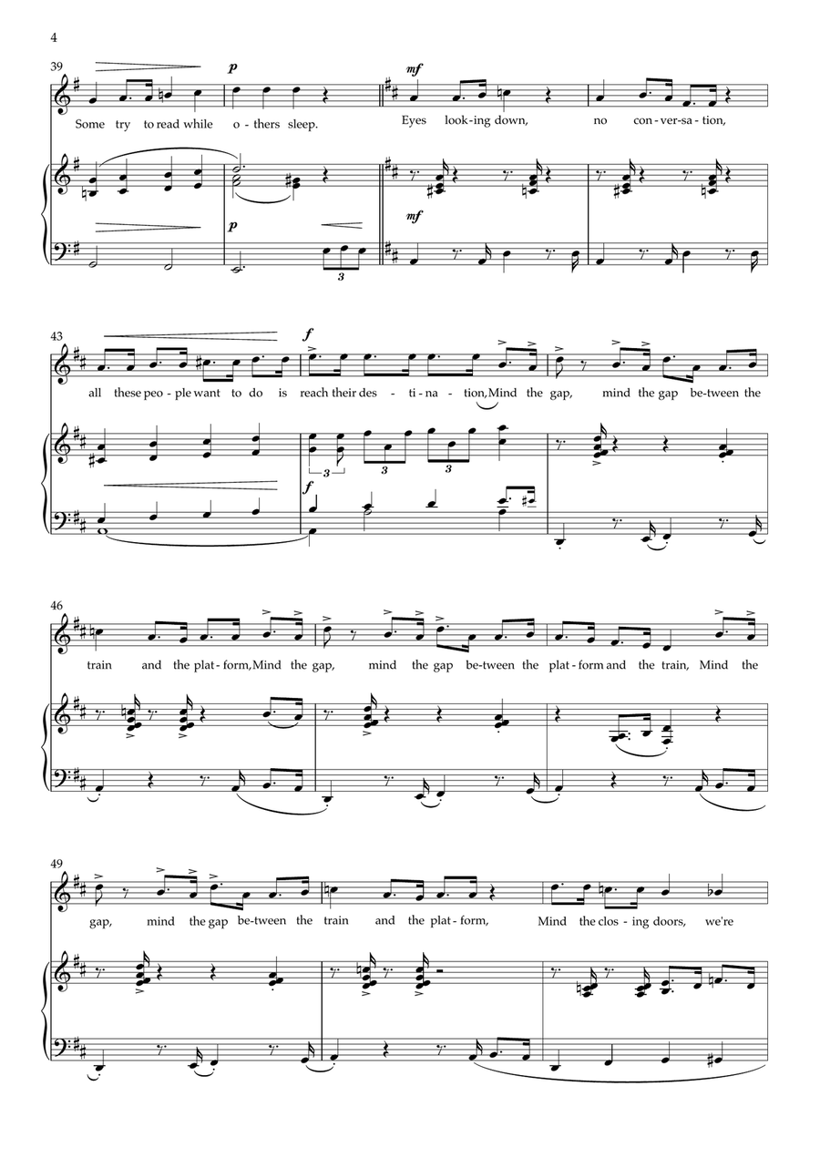Mind the Gap! (unison voices and piano) Unison Choir scores gallery preview page 4