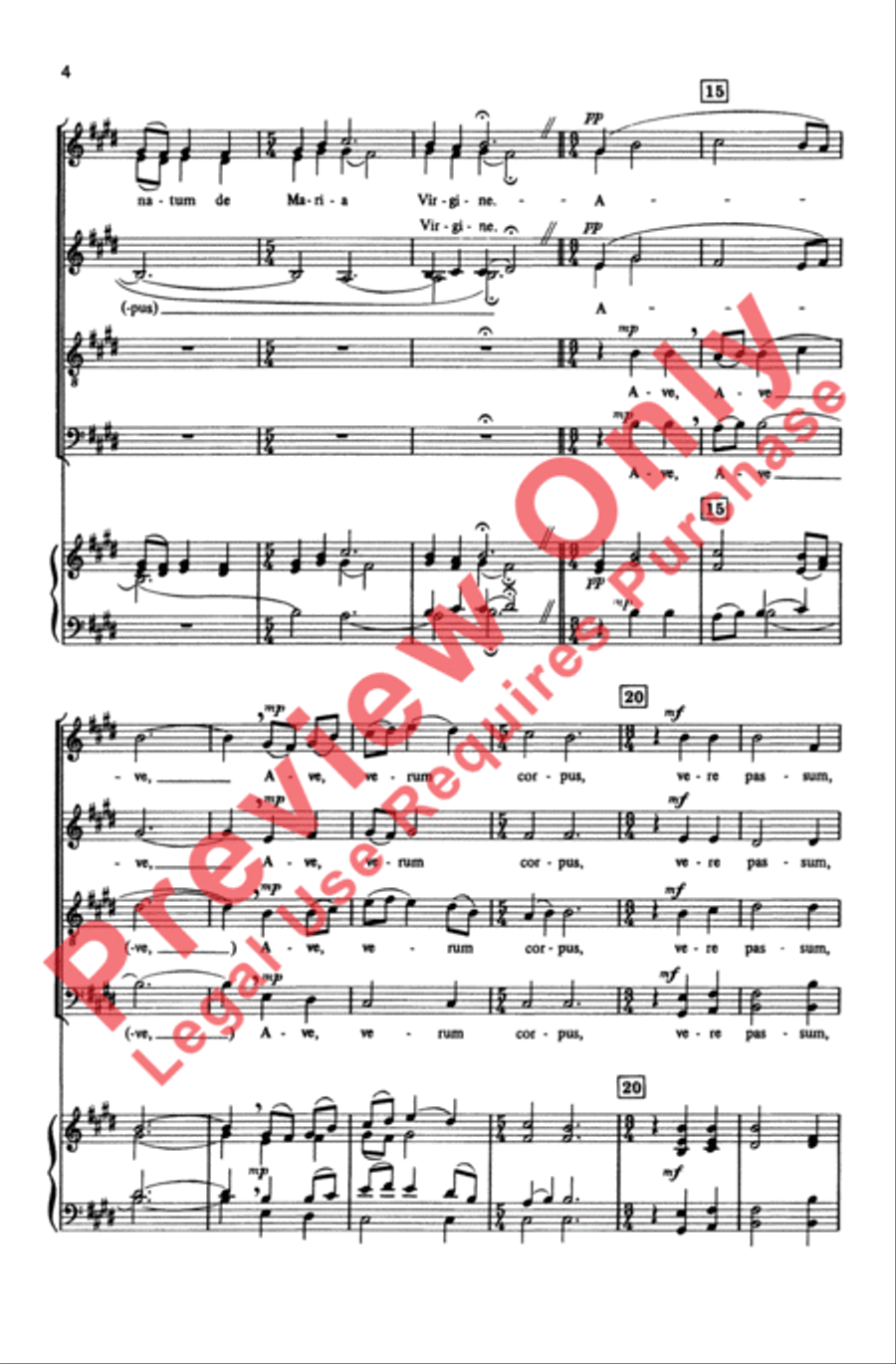 Ave Verum Corpus 4-Part scores gallery preview page 3
