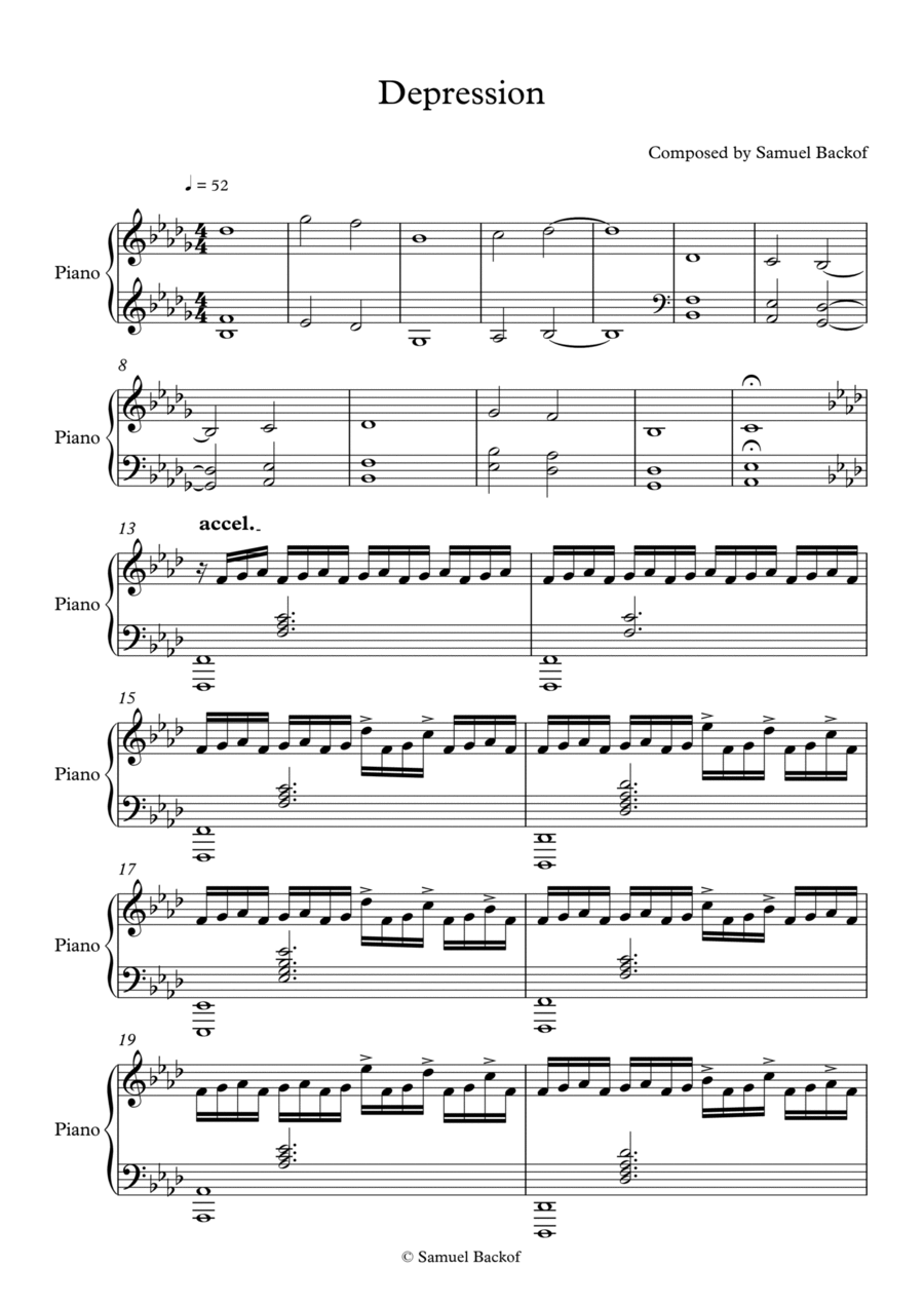 Depression Piano Solo scores gallery preview page 1