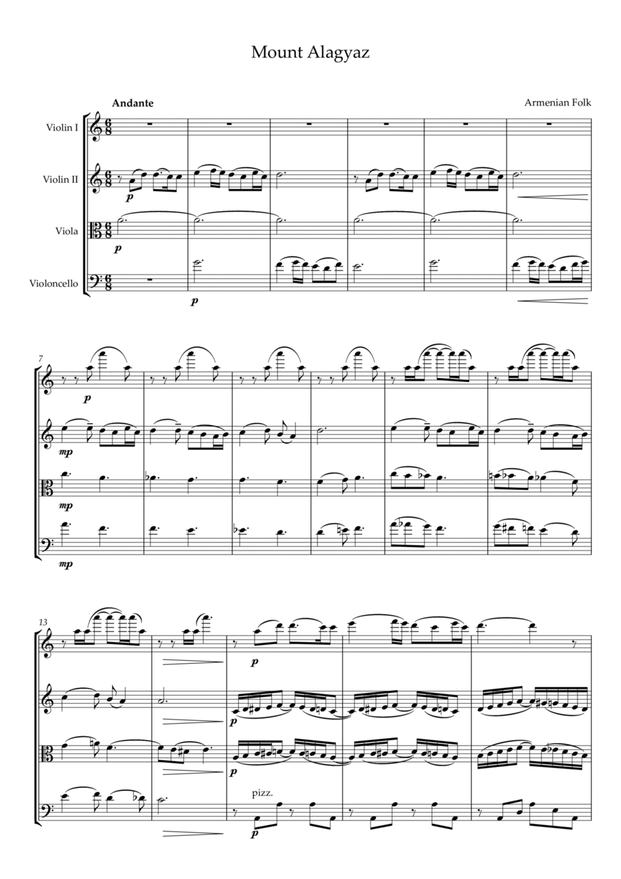 Mount Alagyaz String Quartet scores gallery preview page 1