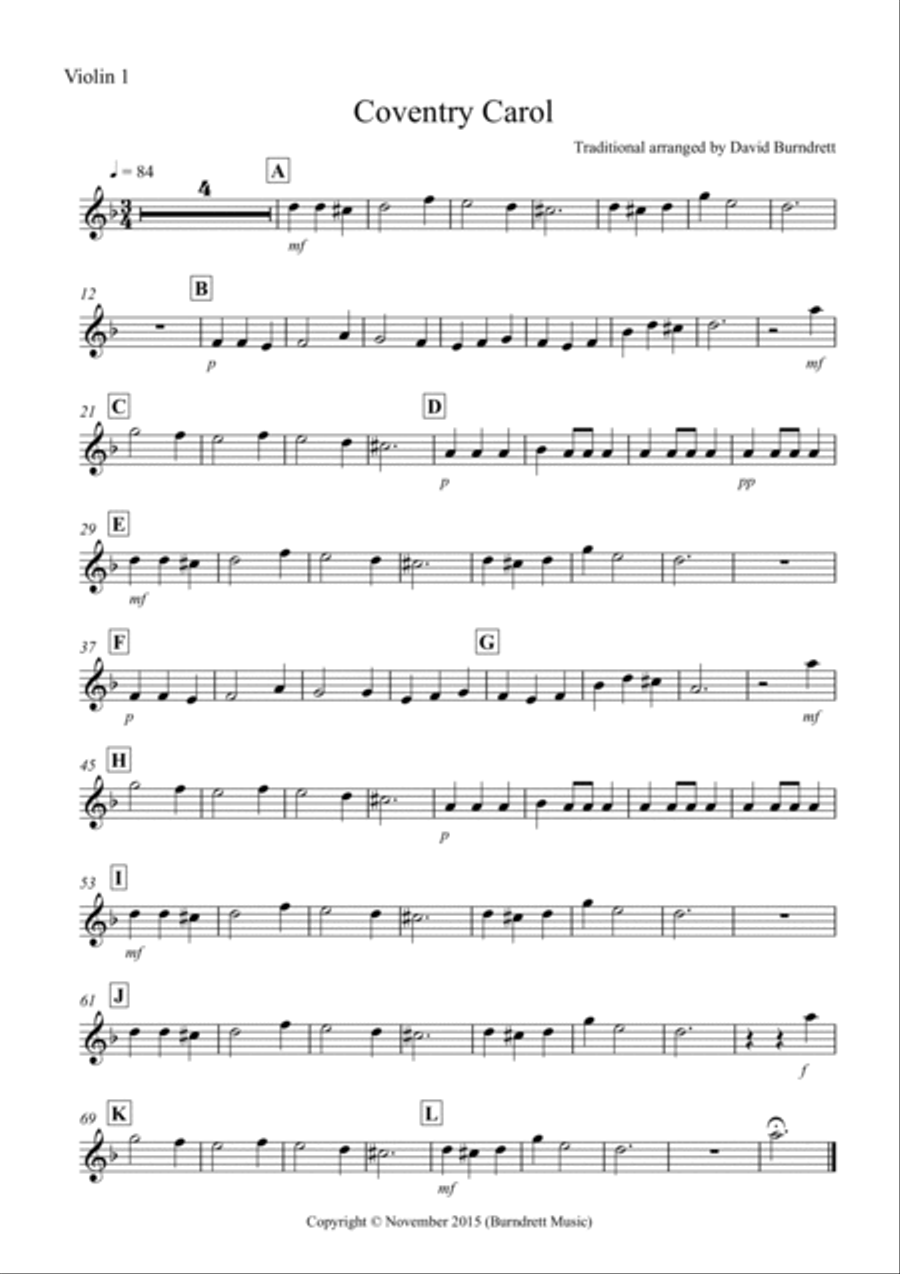 Coventry Carol for Violin Trio Violin Solo scores gallery preview page 3