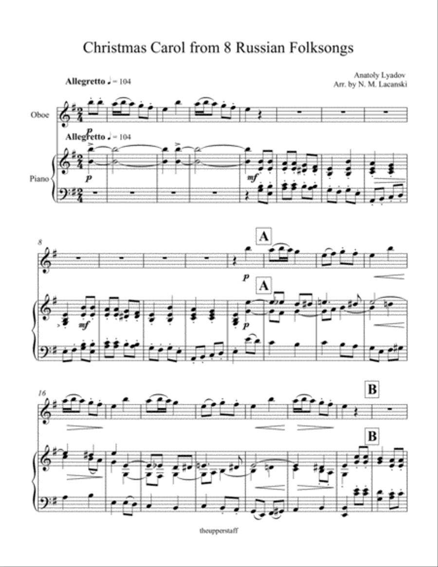 Christmas Carol from 8 Russian Folksongs Christmas Carol from 8 Russian Folksongs Piano scores gallery preview page 1
