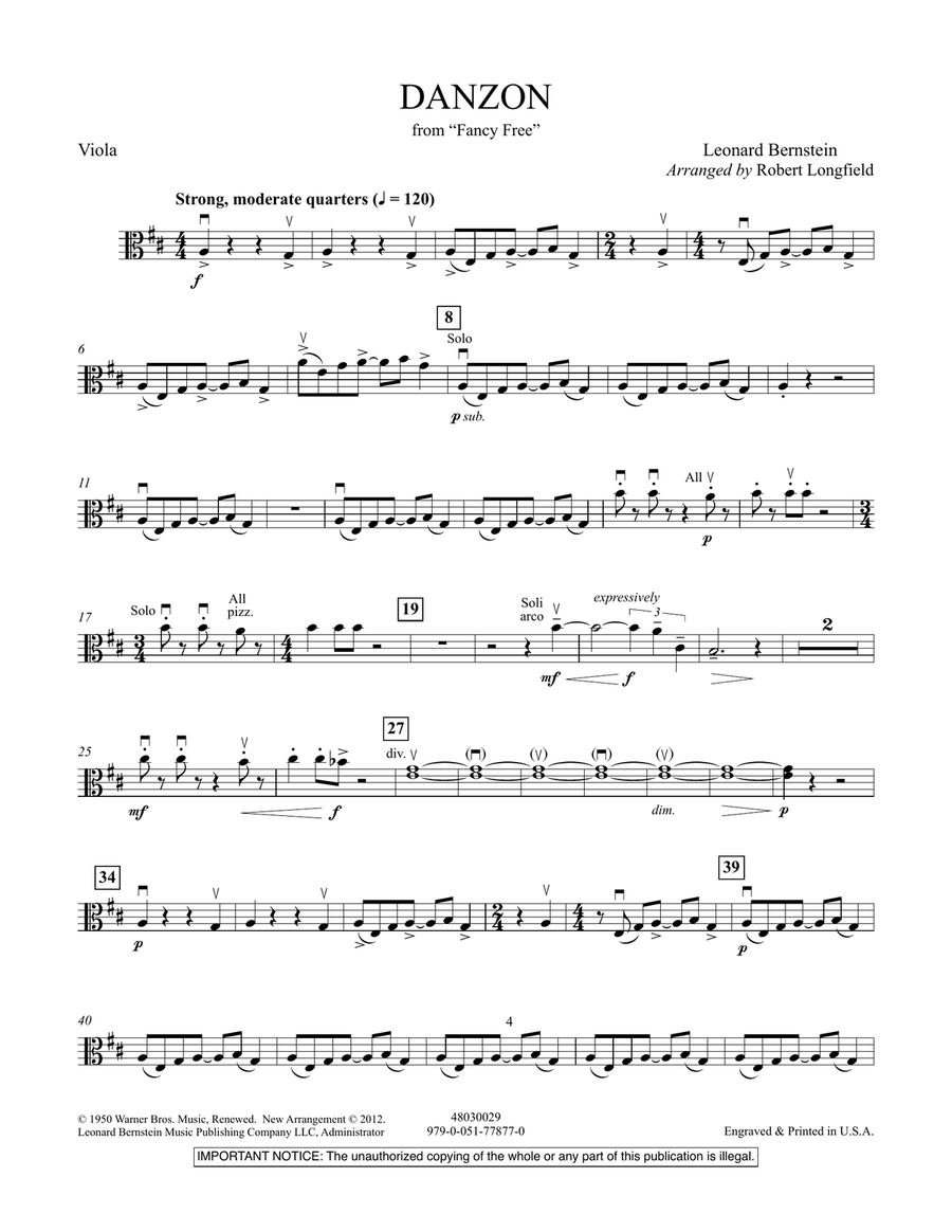 Danzon (arr. Robert Longfield) - Viola Orchestra scores gallery preview page 1