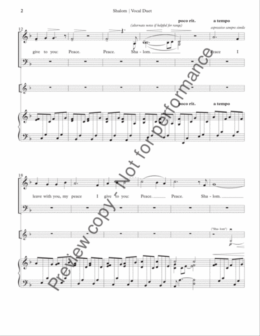 Shalom (Vocal Duet Version) Vocal Duet scores gallery preview page 3
