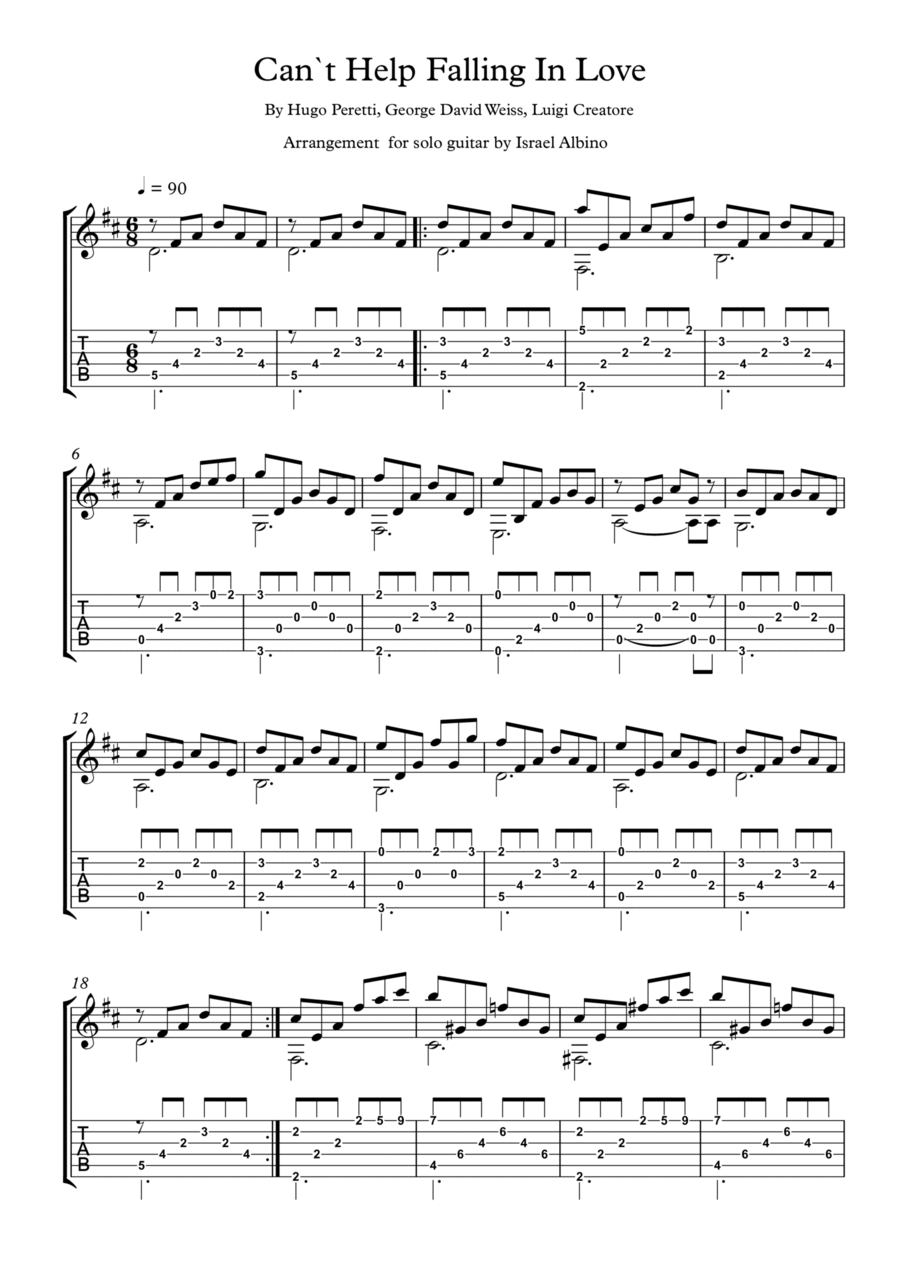 Can't Help Falling In Love Acoustic Guitar scores gallery preview page 1