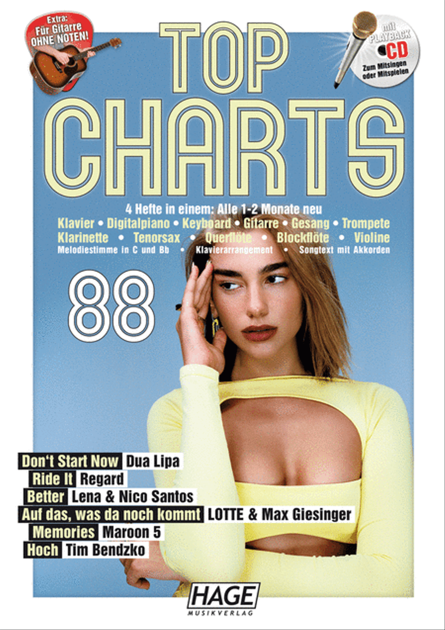 Top Charts 88 Piano, Vocal, Guitar scores gallery preview page 1