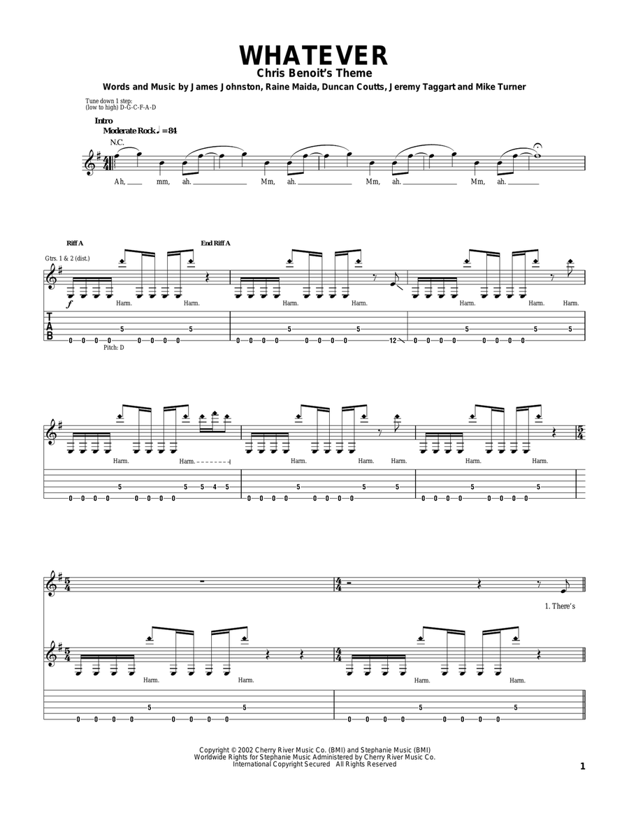Whatever Electric Guitar scores gallery preview page 1