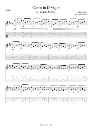 Pachelbel's Canon in D - Solo Guitar Sheet Music and Tab