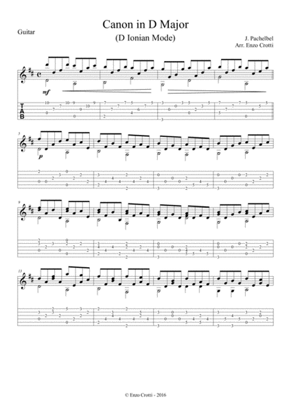 Pachelbel's Canon in D - Solo Guitar Sheet Music and Tab image number null