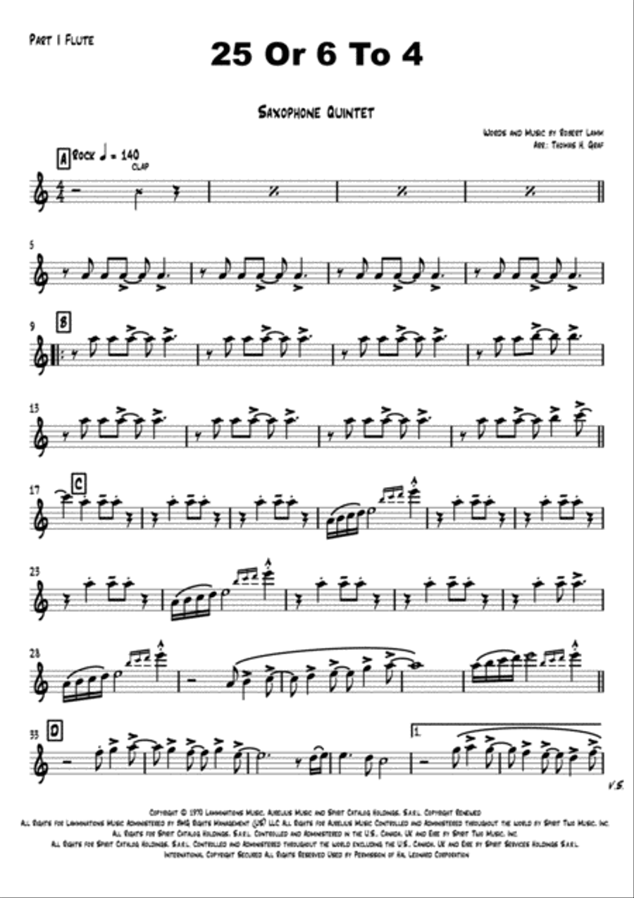 25 Or 6 To 4 Saxophone Quintet scores gallery preview page 6