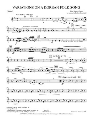 Variations on A Korean Folk Song - F Horn 2