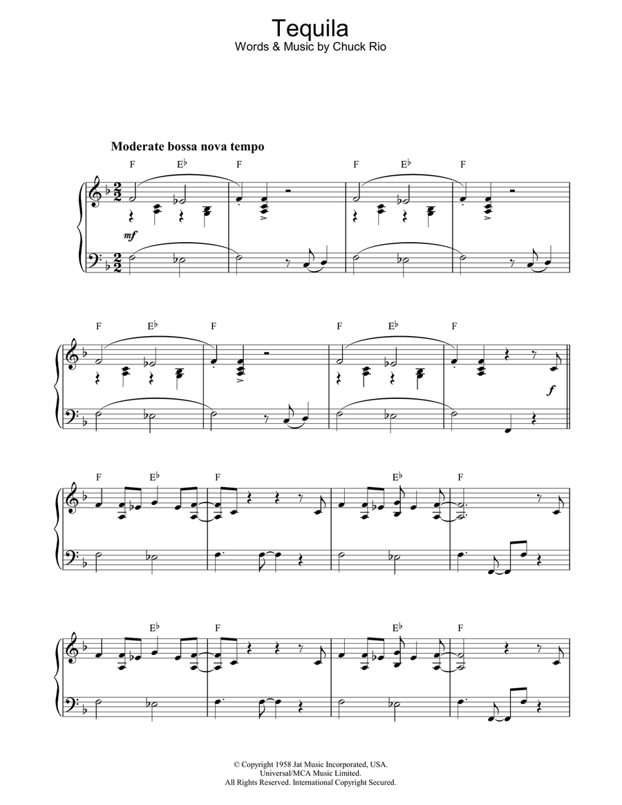 Tequila Tequila Piano Solo scores gallery preview page 1