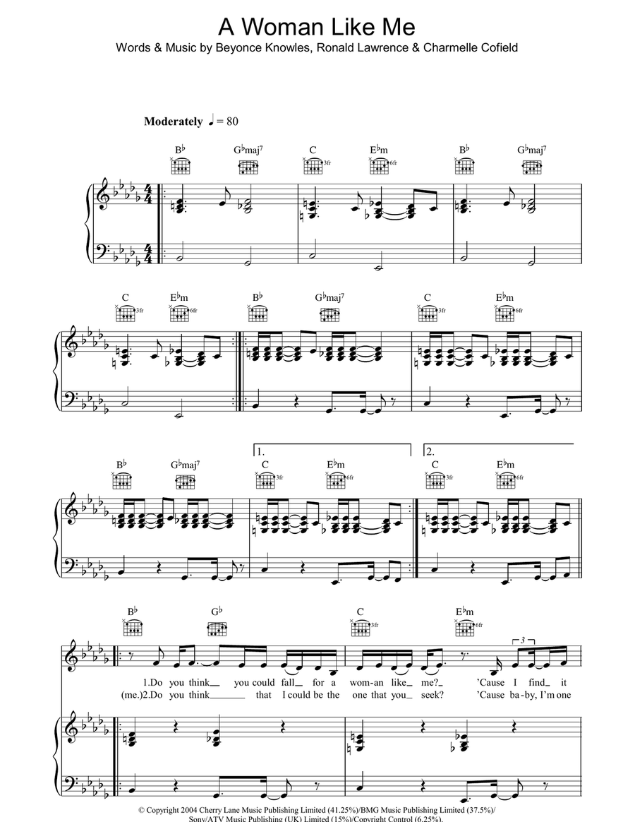 A Woman Like Me Piano, Vocal, Guitar scores gallery preview page 1