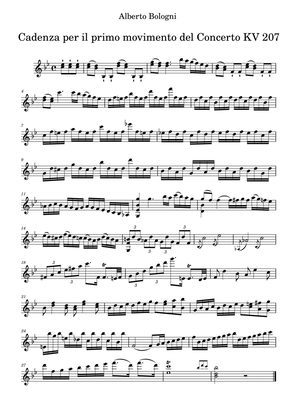 Cadenzas for Mozart's Violin Concerto KV 207