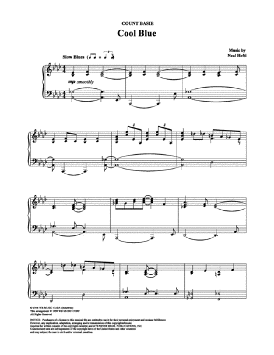Cool Blue Piano Solo scores gallery preview page 1