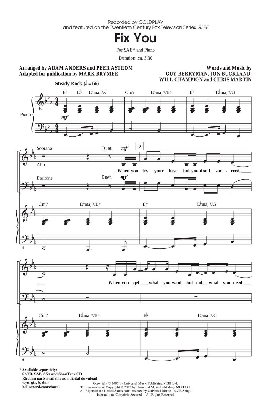 Fix You 3-Part scores gallery preview page 1