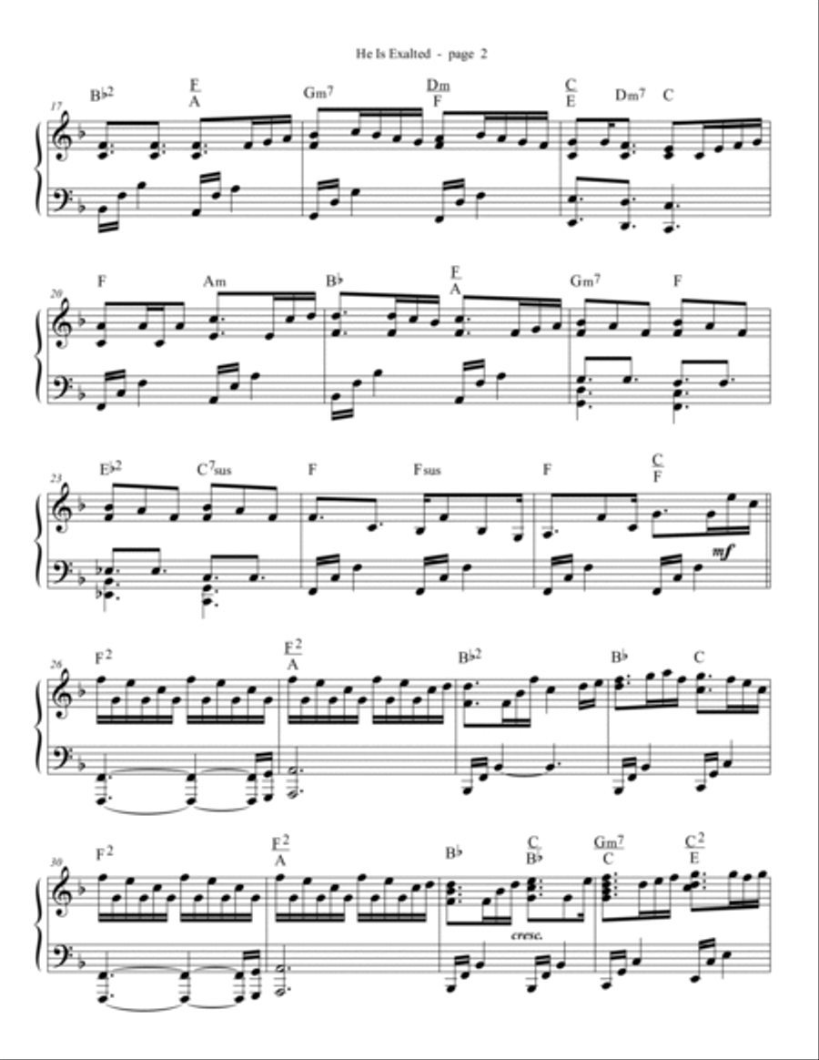 He Is Exalted He Is Exalted Piano Solo scores gallery preview page 2