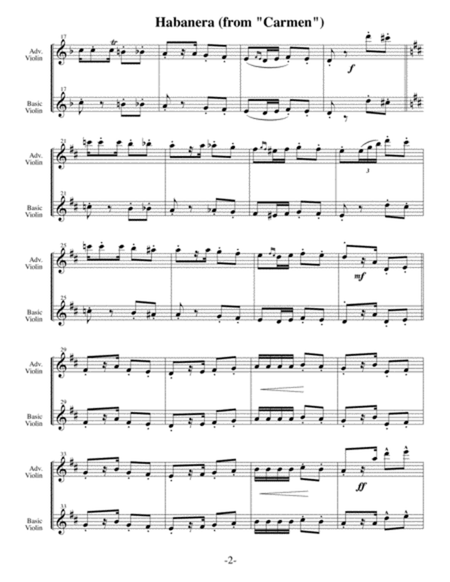 Habanera - Bizet (Arrangements Level 2-5 for VIOLIN + Written Acc) image number null