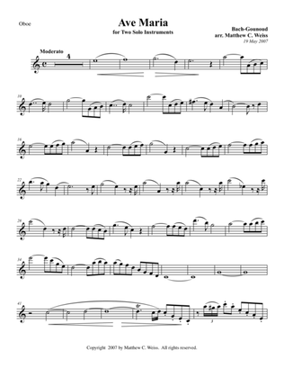 Ave Maria for Two Solo Instruments - Oboe