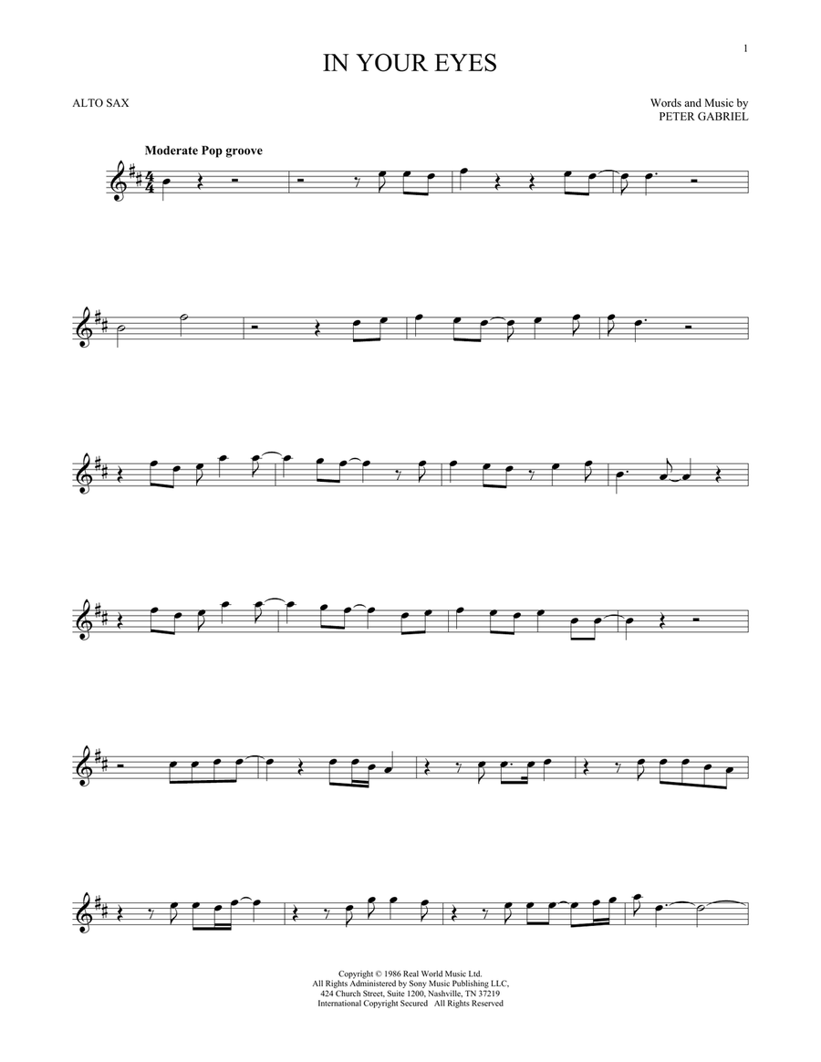 In Your Eyes Alto Saxophone scores gallery preview page 1